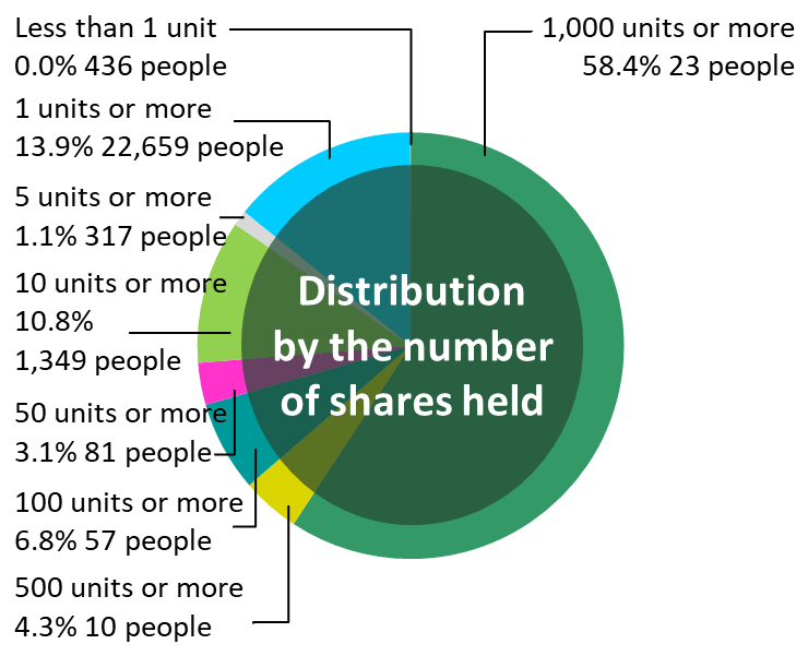 Distribution by the number of share held